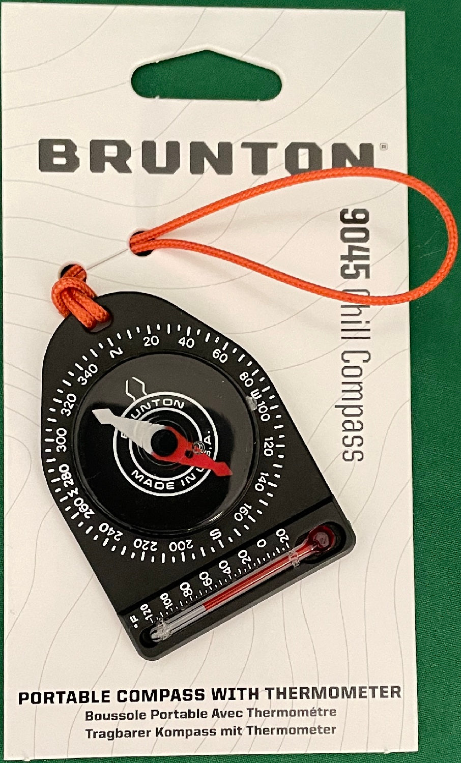 Brunton Tag-Along Key Ring Compass Thermometer w/Lanyard F-9045-OR