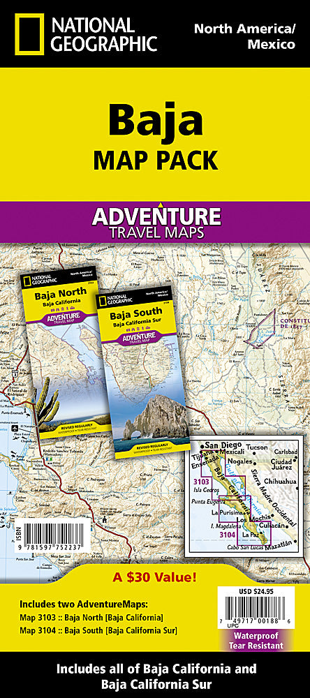 National Geographic Baja CA Mexico Adventure Travel Map Bundle Pack AD01023051B