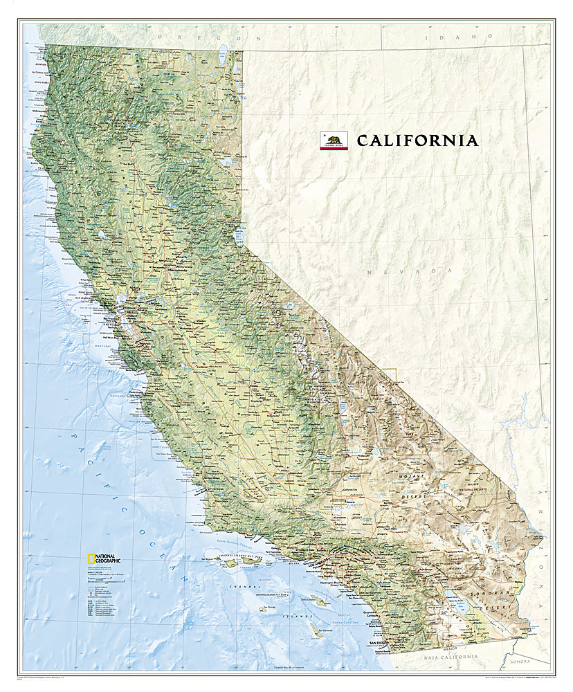 National Geographic Wall Map California CA Laminated RE01020373