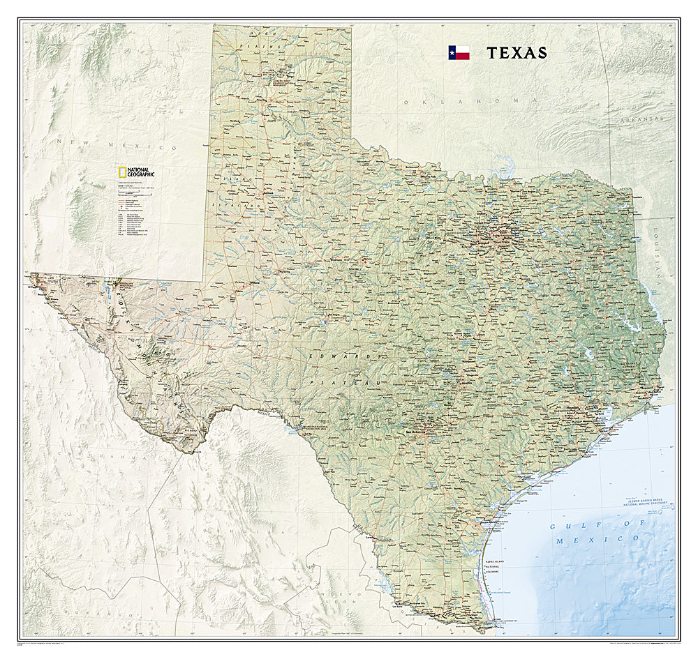 National Geographic Texas TX Wall Map Standard 40.75" x 38.5" RE01020408