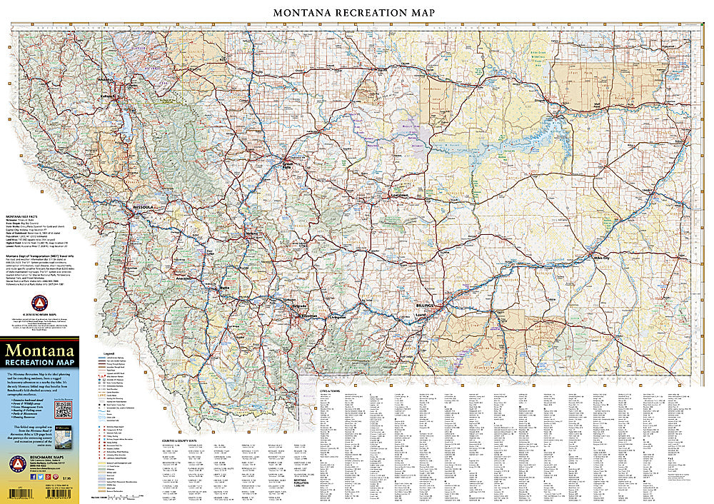 National Geographic Benchmark Montana MT Recreation Map BE0BENMTRM