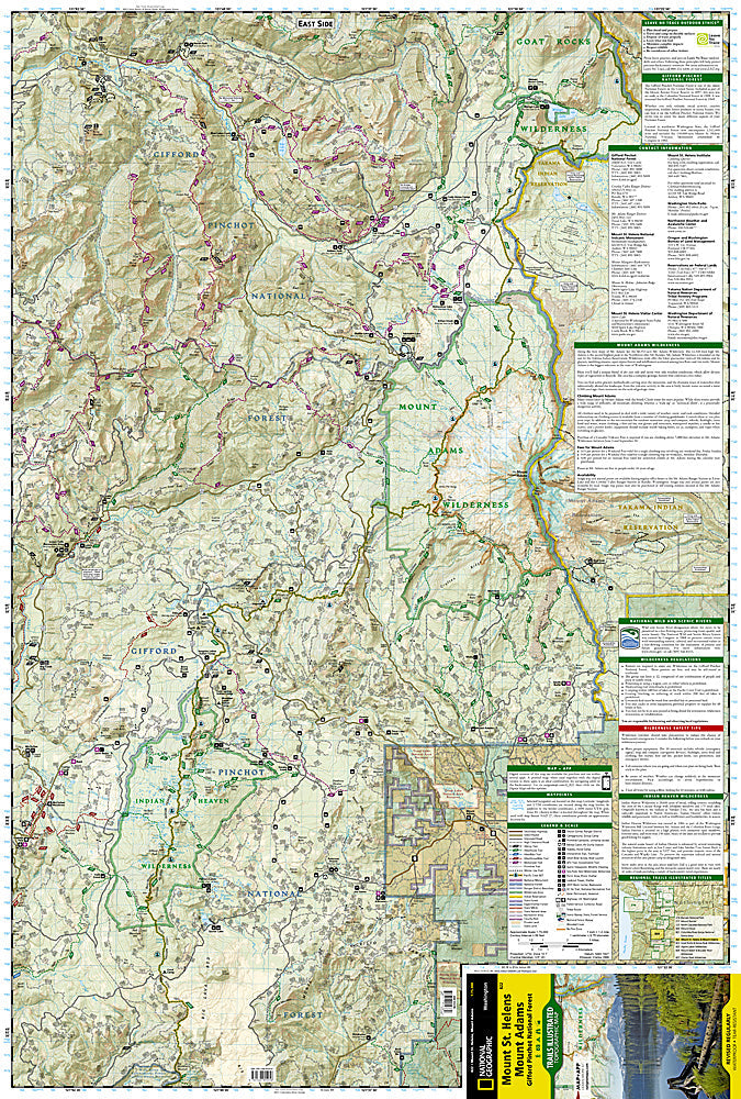 National Geographic Trails Illustrated WA Mt St Helens/ Mt Adams/Gifford Map 822