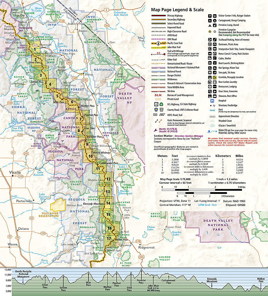 National Geographic TI Pacific Crest Trail CA Sierra Nevada South Topo Map Guide TI00001009