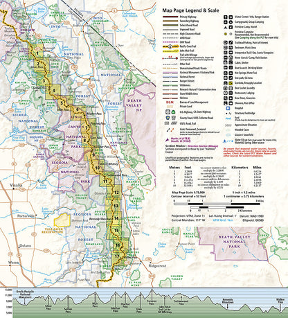 National Geographic TI Pacific Crest Trail CA Sierra Nevada South Topo Map Guide TI00001009