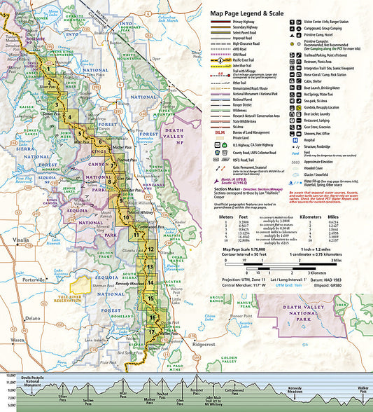 National Geographic TI Pacific Crest Trail CA Sierra Nevada South Topo Map Guide TI00001009