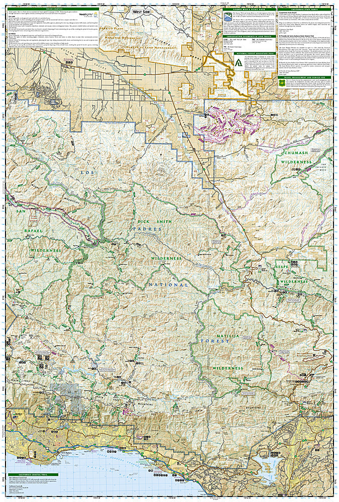 National Geographic Trails Illustrated CA Los Padres Natl Forest East Map TI00000812