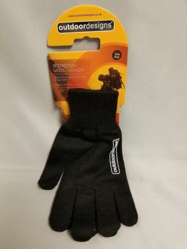 Outdoor Designs Stretch Wool Base Layer/Liner Glove Black w/Dot Grip Palm