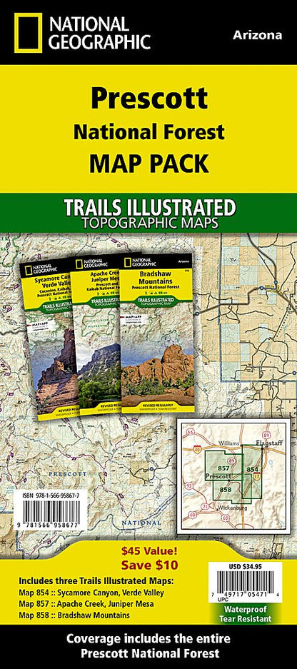 National Geographic Trails Illustrated AZ Prescott Nat Forest Map Pack Bundle