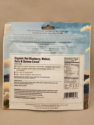 Backpacker's Pantry Organic Blueberry Walnut Oats Quinoa 1-Srv Freeze Dried Food