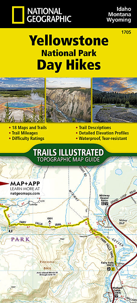 National Geographic TI Yellowstone National Park Day Hikes Topographic Map Guide TI00001705