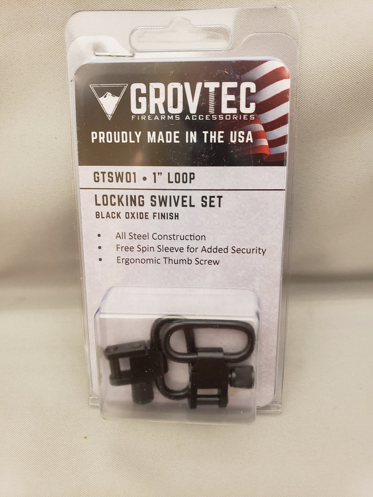 GROVTEC Black 1" Locking Sling Swivels 1-Pair GTSW01