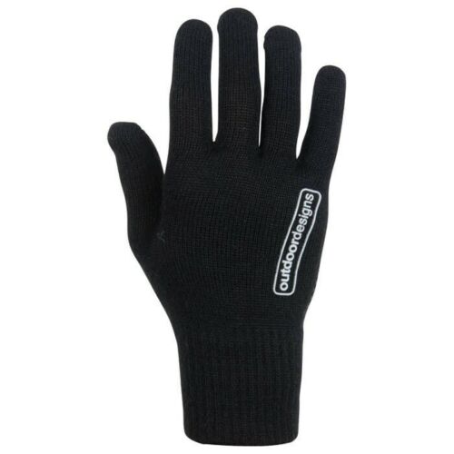 Outdoor Designs Stretch Wool Base Layer/Liner Glove Black w/Dot Grip Palm