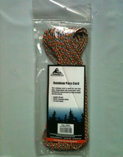 Liberty Mountain 50-Feet Paracord Rainbow Lightweight Strong 1/8" Cord/Rope