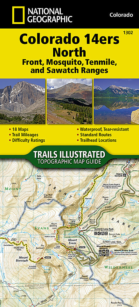 National Geographic TI Colorado 14ers North Topographic Map Guide TI00001302