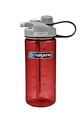 Nalgene Multidrink 20oz Red Bottle w/Gray Cap BPA-Free Wide/Narrow/Straw Lid