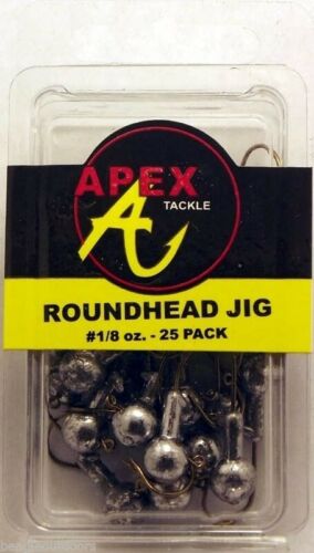 Apex Roundhead Jig Heads 1/4oz Plain 20-Pack Fishing Lure AP14-20-8