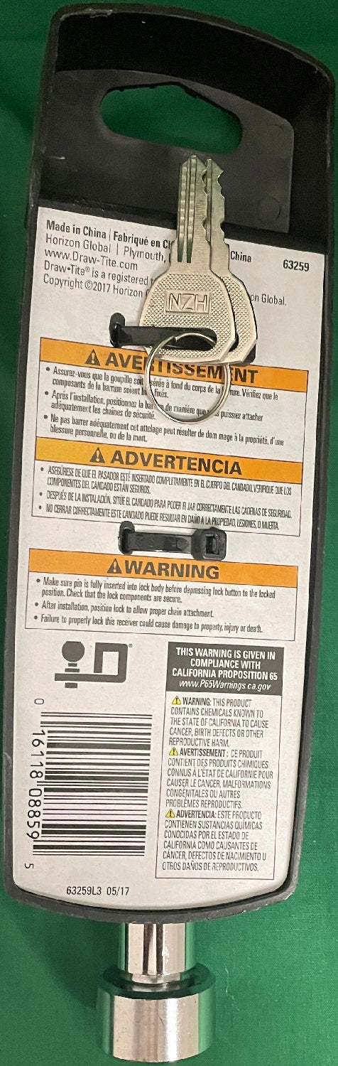 Draw-Tite Receiver Lock 5/8" Class V Dogbone Style 63259