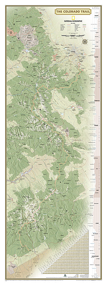 National Geographic CO Colorado Trail Wall Map 18" x 48" Gift Box RE01021201X