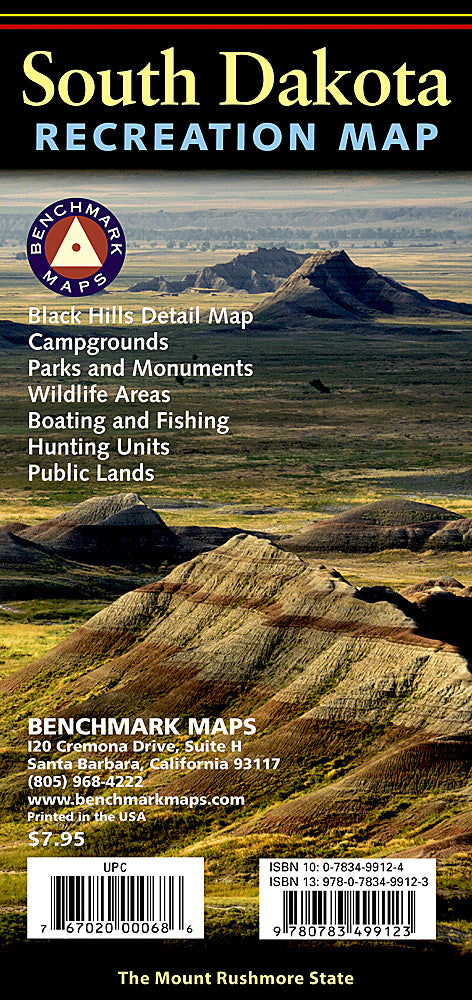 National Geographic Benchmark South Dakota SD Recreation Map BE0BENSDRM