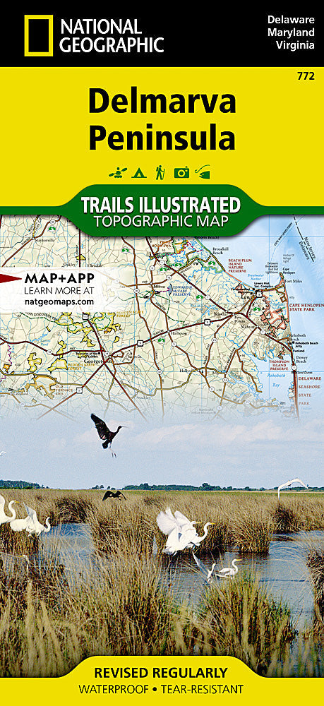 National Geographic Trails Illustrated DE MA VA Delmarva Peninsula Trail Map TI00000772