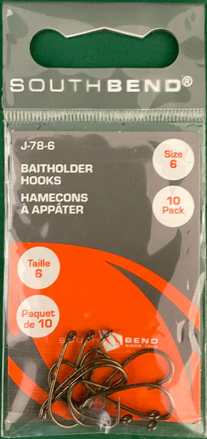 South Bend Fishing Baitholder Hooks 10-Pack Size 6  J-78-6