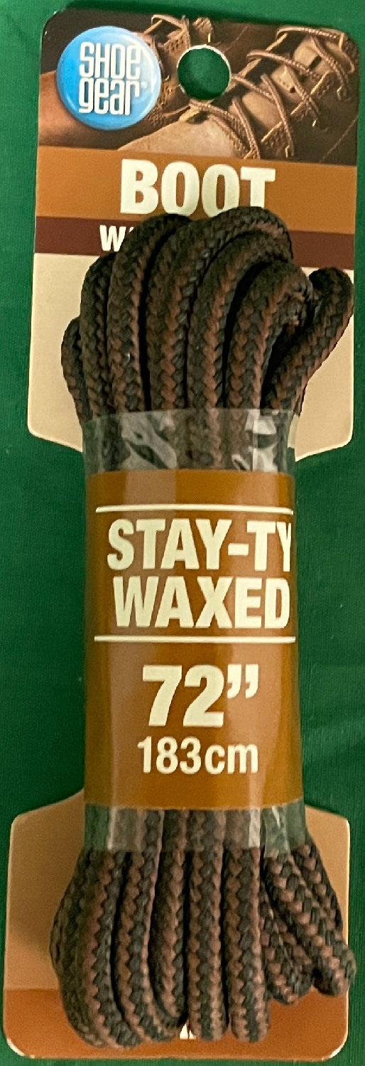 Shoe Gear Waxed Boot Laces 72" Brown / Black 311-12