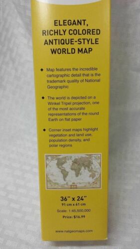 National Geographic World Executive Poster Size Wall Map 36" x 24" Boxed