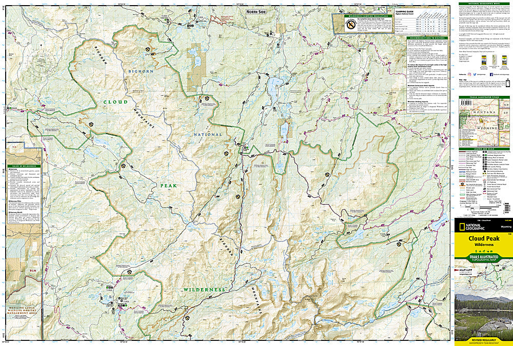 National Geographic Trails Illustrated WY Cloud Peak Wilderness Trail Map TI00000720