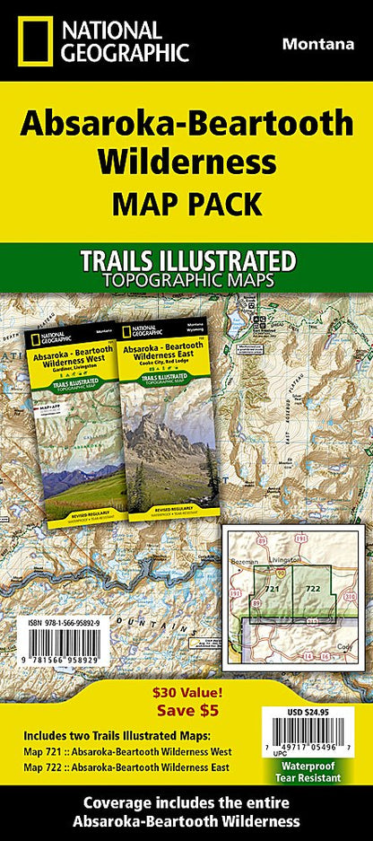 National Geographic Absorka-Beartooth Wilderness Map Pack Bundle TI01021272B