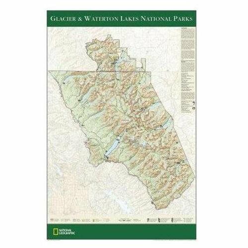 National Geographic Glacier & Waterton Lakes NP Wall Map 24" x 36" Standard