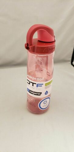 Nalgene On The Fly 24oz Water Bottle Clear Red w/Beet Red OTF Cap - BPA Free