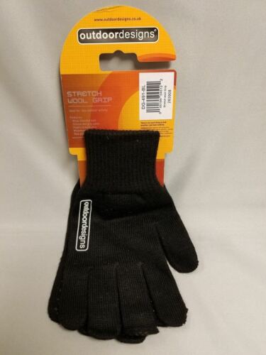 Outdoor Designs Stretch Wool Base Layer/Liner Glove Black w/Dot Grip Palm