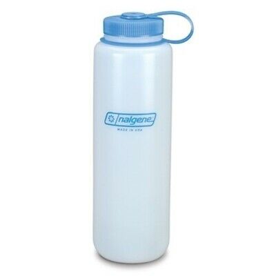 Nalgene Ultralite Wide Mouth HDPE Silo 48oz Water Bottle Natural w/Blue Lid