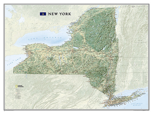 National Geographic York NY Wall Map Plastic Tubed 40.5" x 30.25" RE01020403