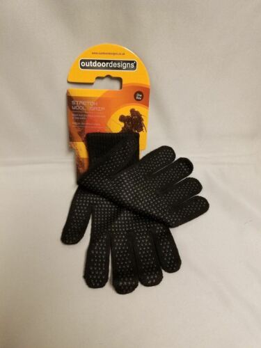 Outdoor Designs Stretch Wool Base Layer/Liner Glove Black w/Dot Grip Palm