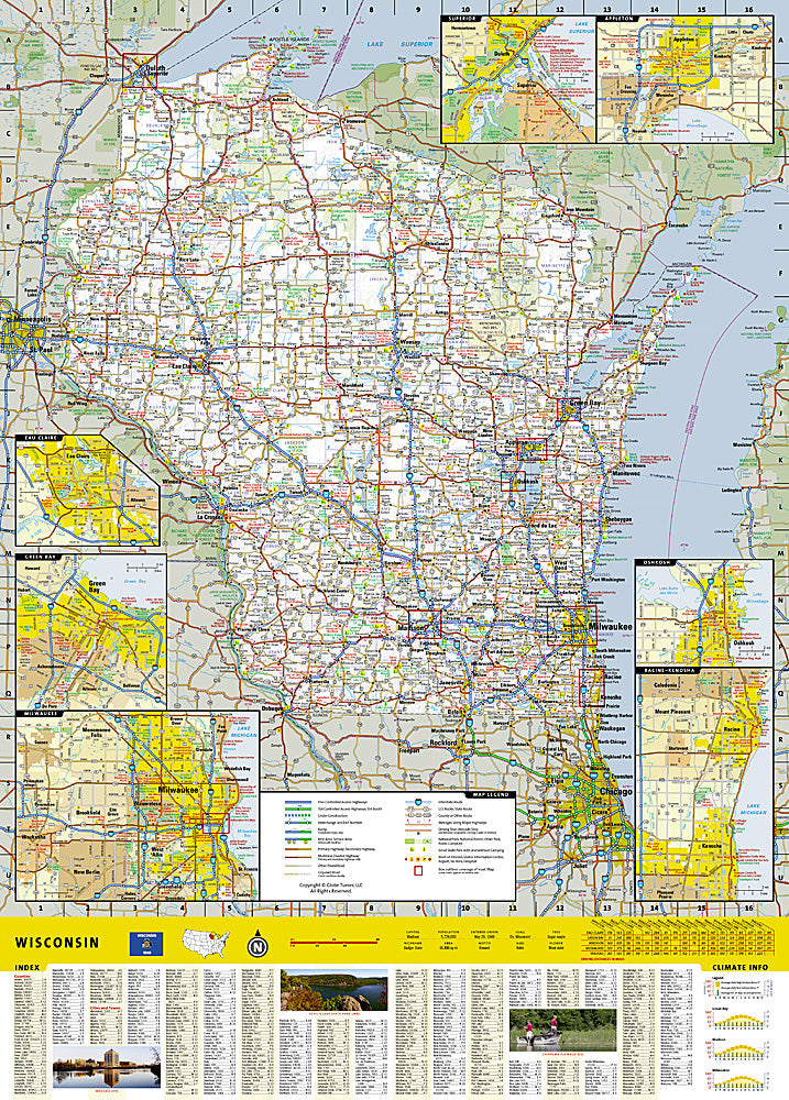 National Geographic Guide Map WI Wisconsin Road Map & Travel Guide GM01020338