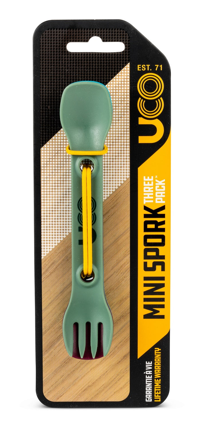 UCO Mini Utility Spork 3-Pack Terra Colors w/Tether F-SP-M-3PK