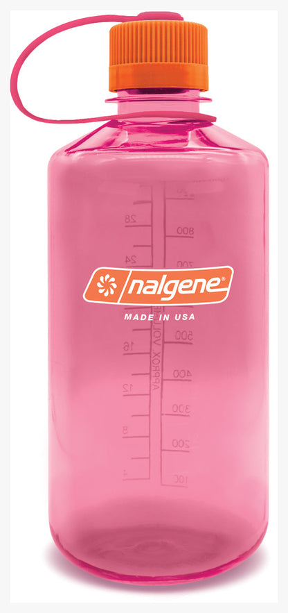 Nalgene Narrow Mouth Sustain 32 oz Bottle Flamingo Pink w/Orange Cap