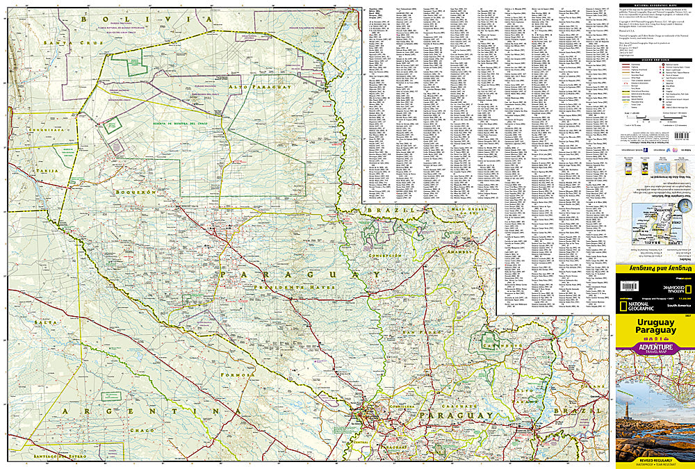 National Geographic Adventure Map Uruguay Paraguay South America AD00003407