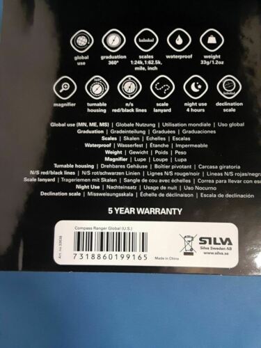 Silva Ranger Global US Liquid-Fill Baseplate Compass w/Scale Lanyard & Magnifier