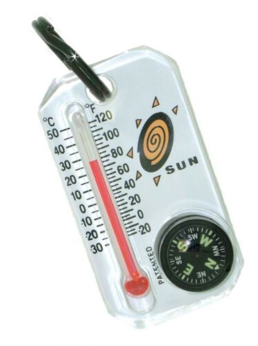 Sun Therm-O-Compass Thermometer Compass Zipper-Pull Temperature Hunting 802