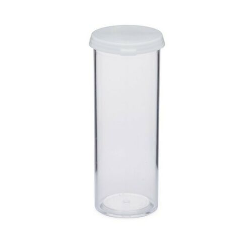 Multipurpose 3.4" H x 1.125" D 57ml Clear Plastic Vial / Bottle w/White Snap Cap