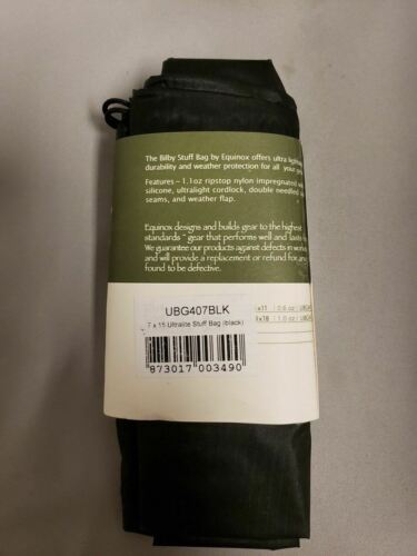 Equinox Bilby 7"x15" Ultralite Stuff Sack / Bag Black Ultralight Silicone Nylon