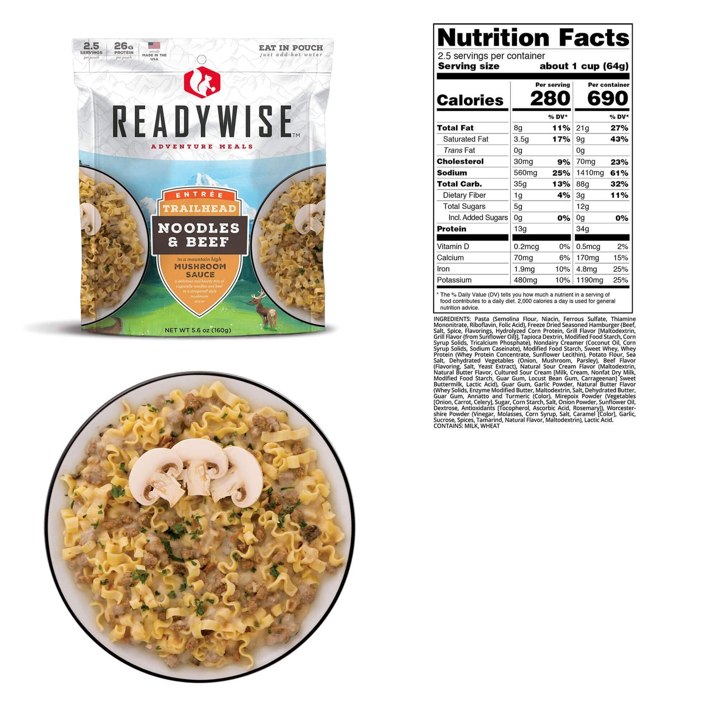 ReadyWise Trailhead Noodles & Beef 2.5 Servings