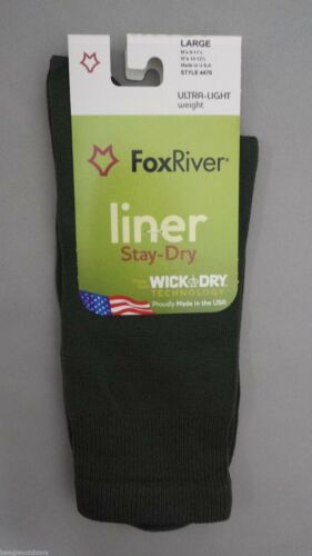 Fox River 4478 Wick Dry Alturas Socks Ultra-Lightweight Crew Liner Sock Olive XL