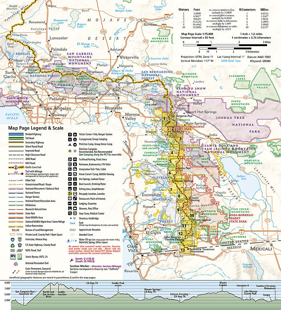 National Geographic TI Pacific Crest Trail CA San Jacinto Laguna Topo Map Guide TI00001012