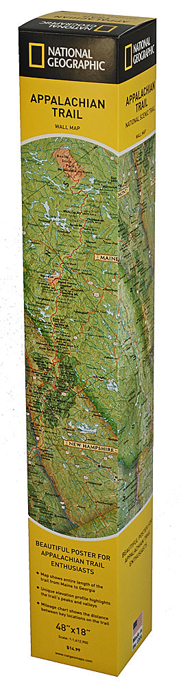 National Geographic Appalachian Trail Wall Map in Gift Box 18" x 48" RE01020716X