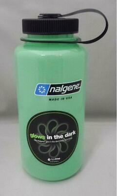 Nalgene Wide Mouth 32oz Water Bottle Glow in the Dark w/Black Lid