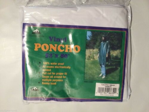 Liberty Mountain Waterproof Vinyl Rain Poncho White 52" x 80" Survival