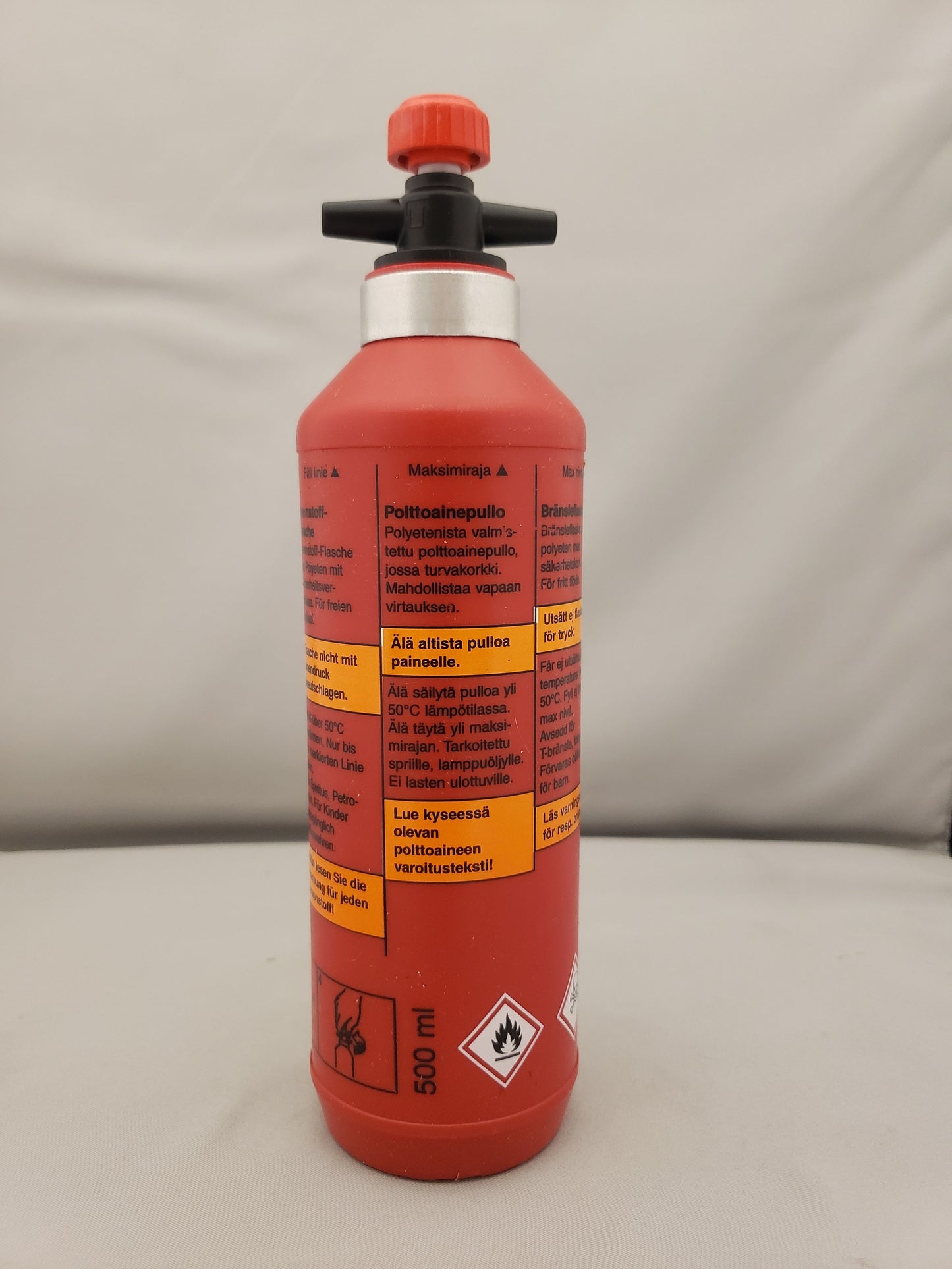 Trangia 0.5 L Red HDPE Fuel Bottle w/Safety Valve for Filling Alcohol Stoves